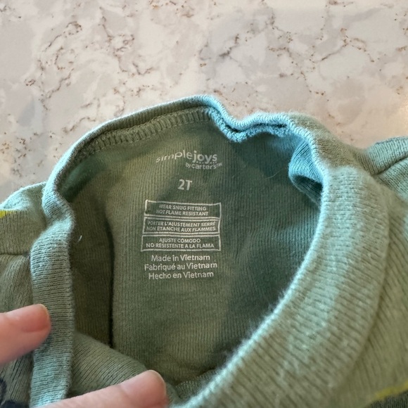2T - simple joys by carters- Blue and Green Kids One Piece Pajamas - Picture 4 of 11